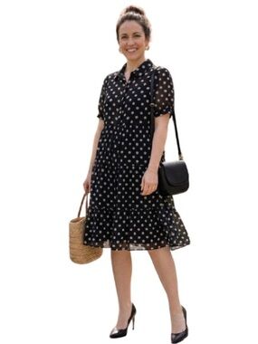 Enfocus Studio Black and White Polka Dot Tiered Dress - Size 6